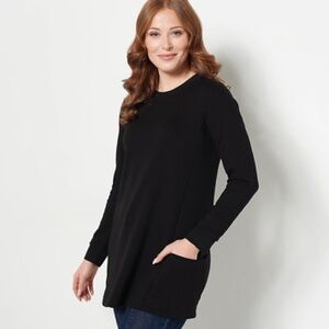 🔥5 for $25🔥 Susan Graver Weekend Plus Size Super Soft Black Tunic With Pockets